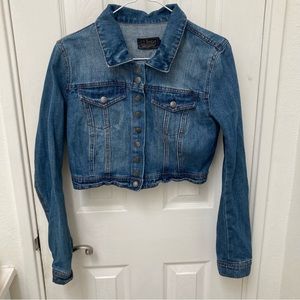 Girls ci Sono cropped Denim Jean Jacket size Large snap buttons
